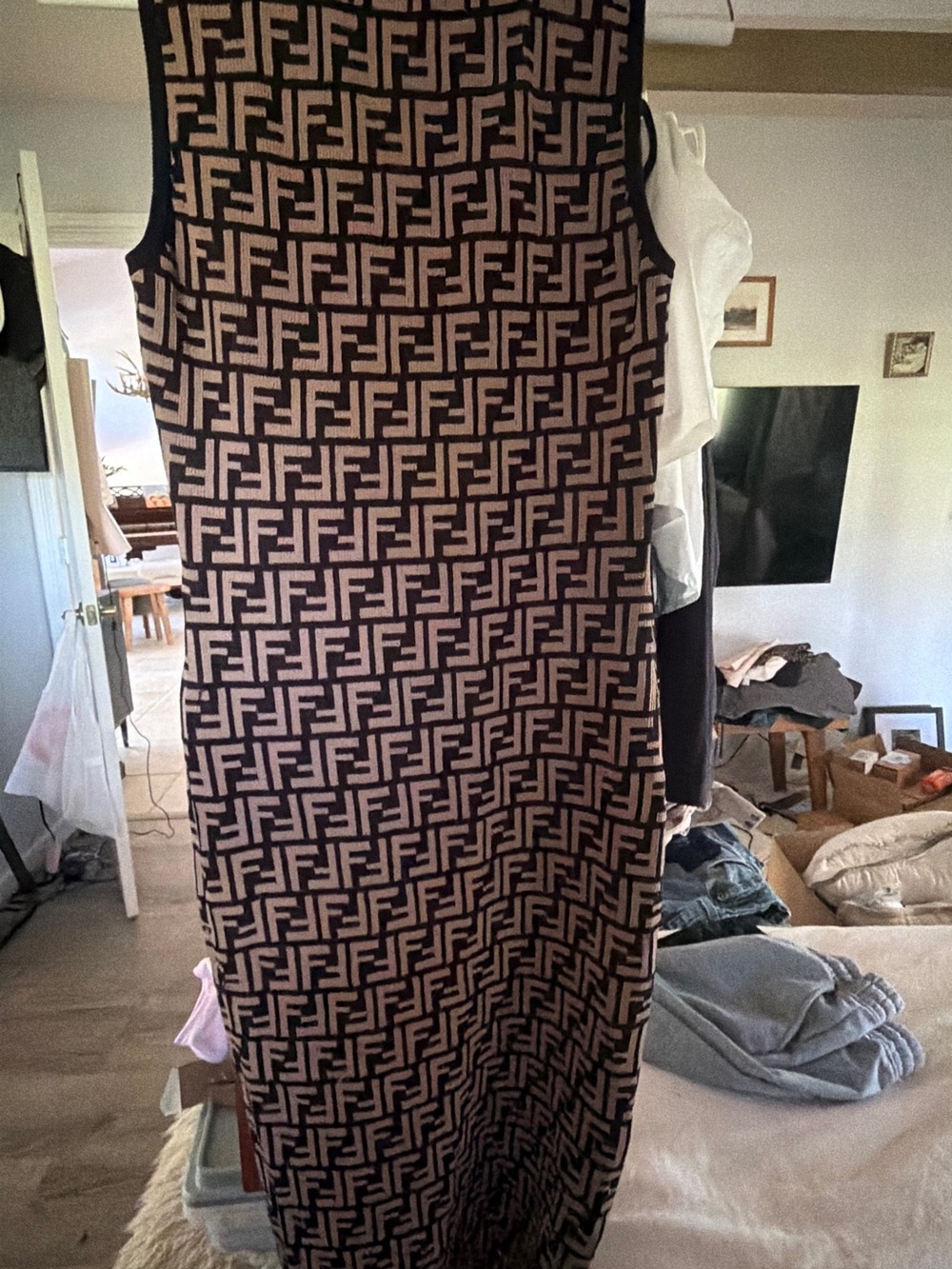 Fendi Brown and Black Logo Knit DressFITS LIKE A MED - Picture 3 of 6